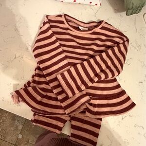 Zara Pink and Brown Striped Knit Top